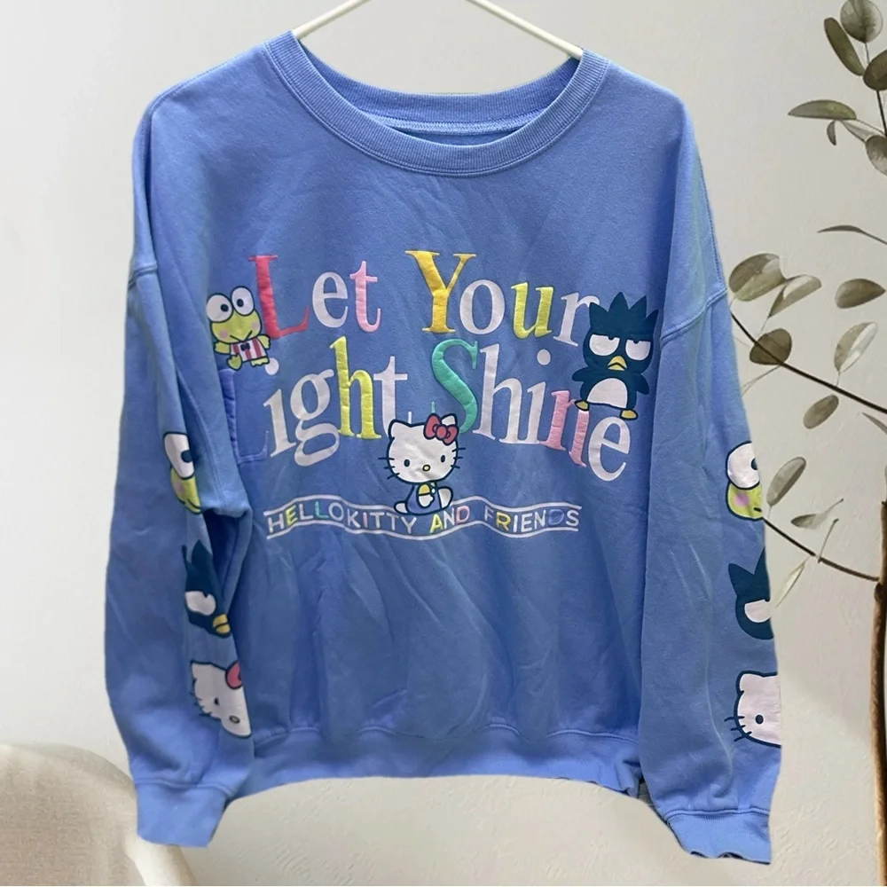 Sanrio Light Blue Hello Kitty Crew Neck Sweater XL